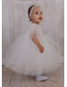 Ivory Lace Feather Flower Girl Dress Baby Blessing Dress